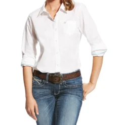 Ariat Women's Kirby White Stretch Button Down Long Sleeve Shirt 