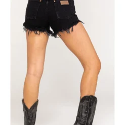 Wrangler Modern Women's Black Heritage Frayed Hem Shorts 
