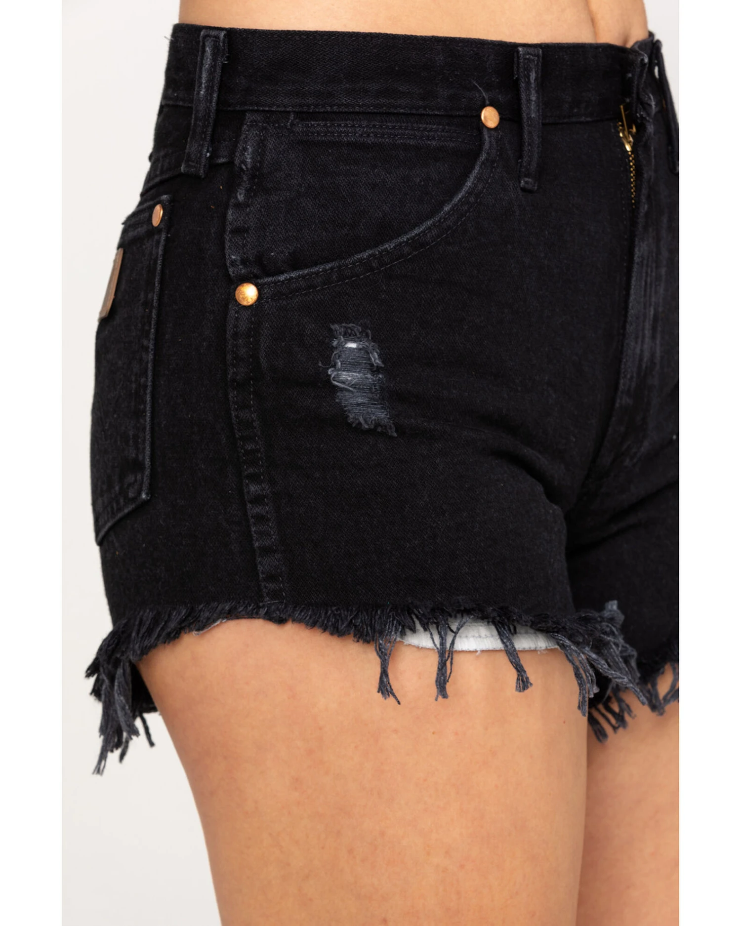 Wrangler Modern Women's Black Heritage Frayed Hem Shorts 5 Wrangler Modern Women's Black Heritage Frayed Hem Shorts - Image 5