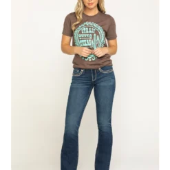 Shyanne Women's Scroll Dark Wash Bootcut Jeans