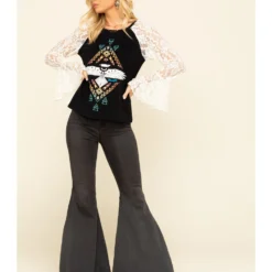 Free People Women's High Rise Dark Wash Just Float On Flare Jeans