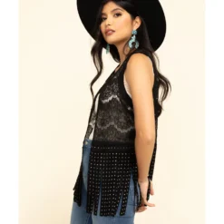 Vocal Women's Lace Studded Fringe Vest 8 Vocal Women's Lace Studded Fringe Vest -Default Template 4 2000324939 001 P3