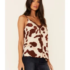 Idyllwind Women's Cow Print Little Lace Cami