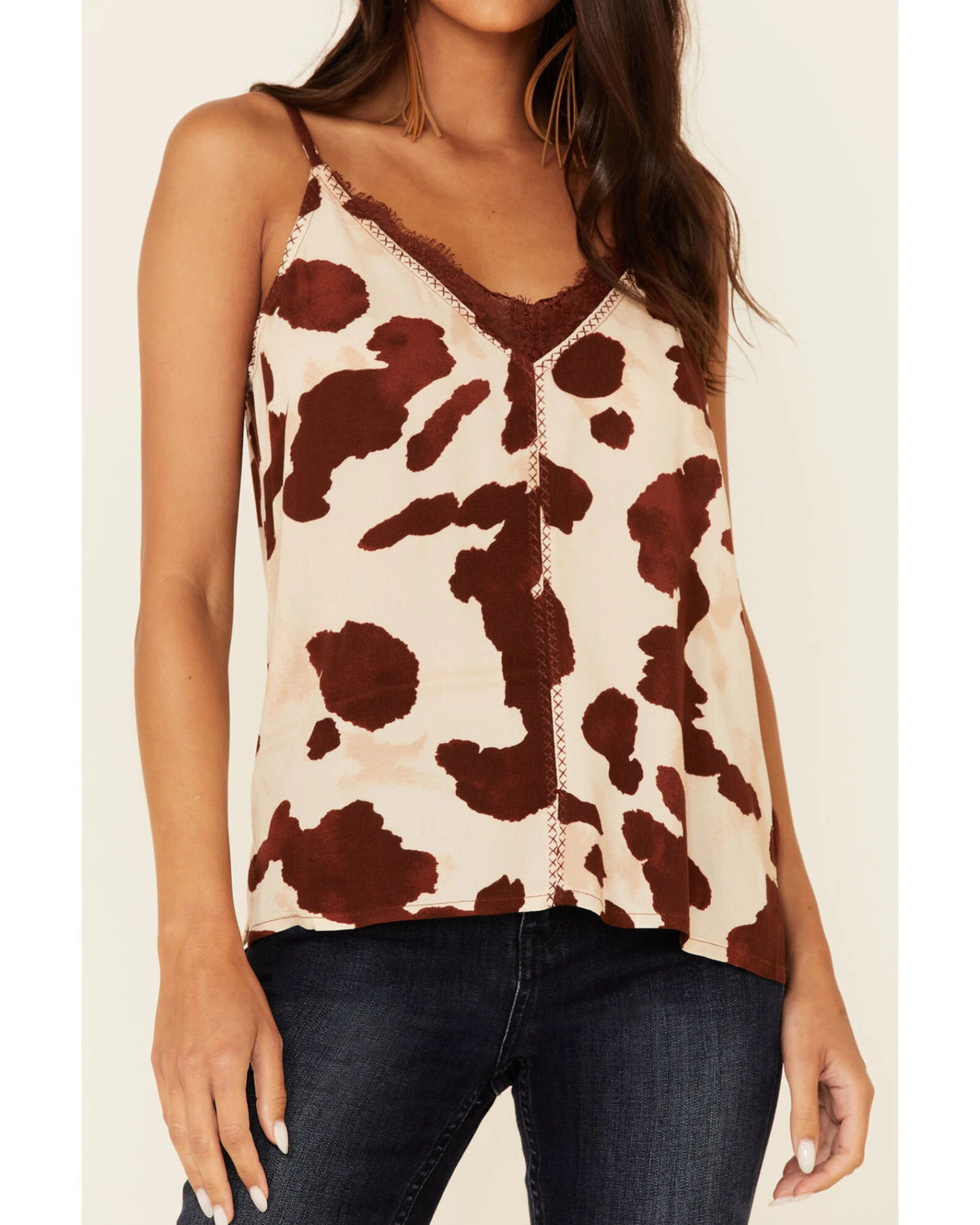 Idyllwind Women's Cow Print Little Lace Cami 3 Idyllwind Women's Cow Print Little Lace Cami - Image 3