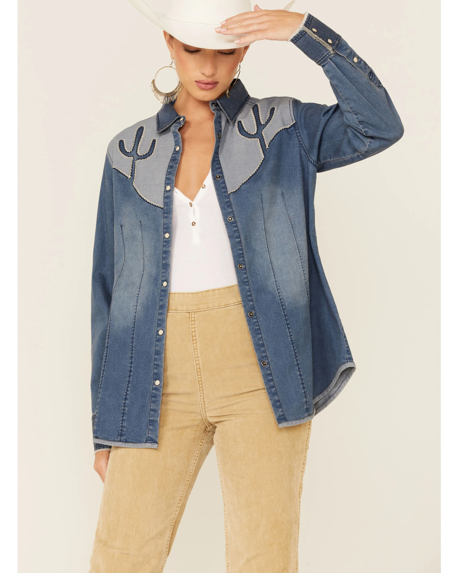 Tasha Polizzi Women's Flara Indigo Cactus Long Sleeve Shirt 1 Tasha Polizzi Women's Flara Indigo Cactus Long Sleeve Shirt