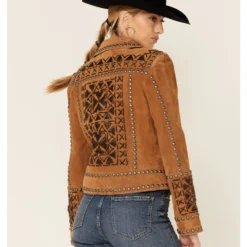 Double D Ranch Women's Tramp Art Zip-Front Leather Suede Jacket  -Default Template 4 2000351603 280 P3