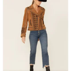 Double D Ranch Women's Tramp Art Zip-Front Leather Suede Jacket  -Default Template 4 2000351603 280 P4