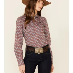Cinch Women's Geo Print Long Sleeve Button Down Western Core Shirt 