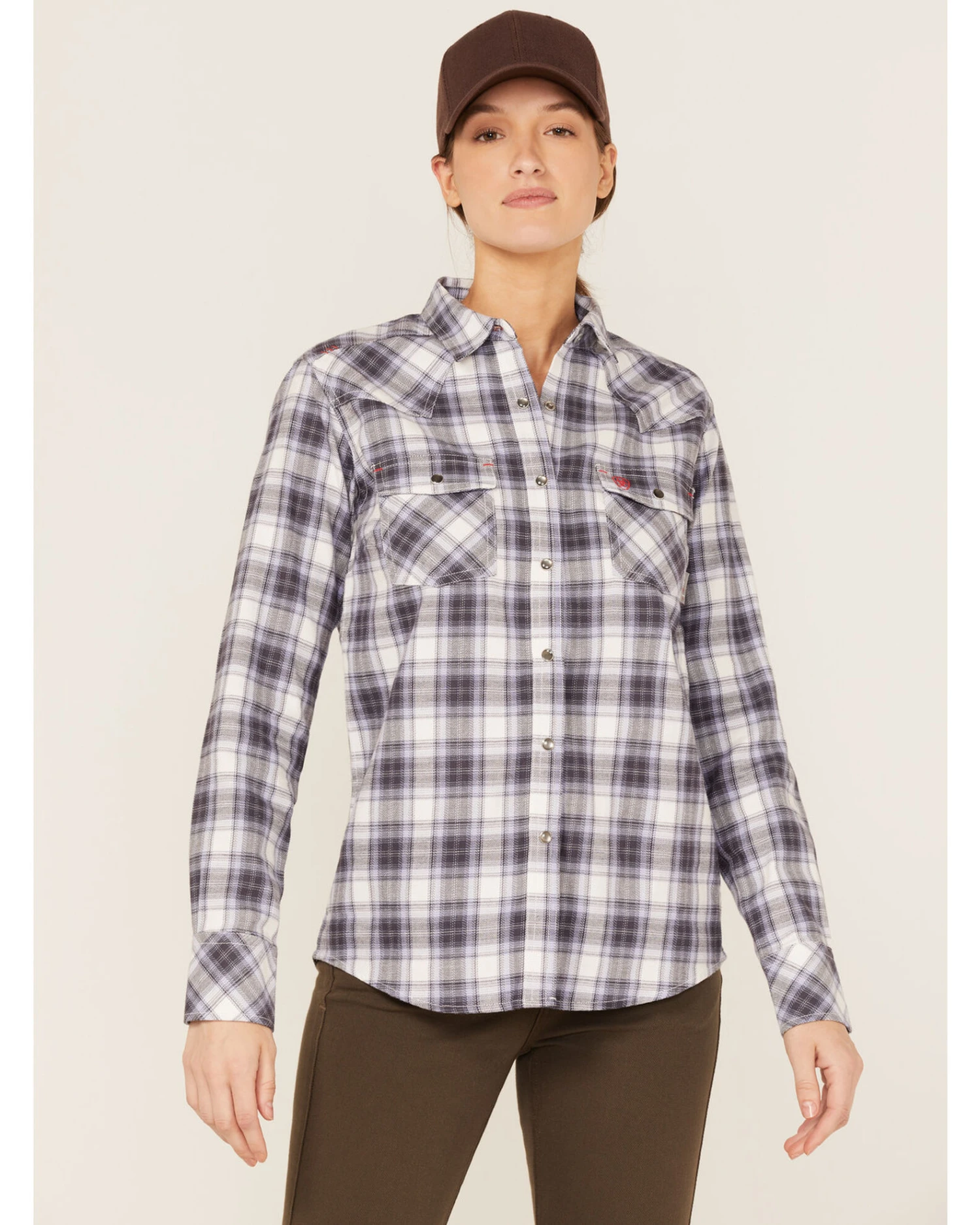 Ariat Women's FR Whitney Plaid Print Long Sleeve Snap Work Shirt 1 Ariat Women's FR Whitney Plaid Print Long Sleeve Snap Work Shirt