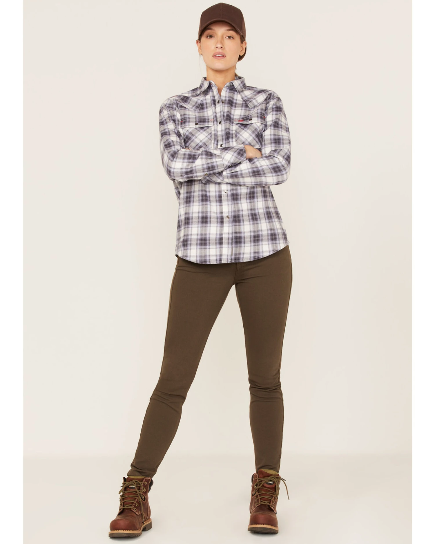 Ariat Women's FR Whitney Plaid Print Long Sleeve Snap Work Shirt 2 Ariat Women's FR Whitney Plaid Print Long Sleeve Snap Work Shirt - Image 2