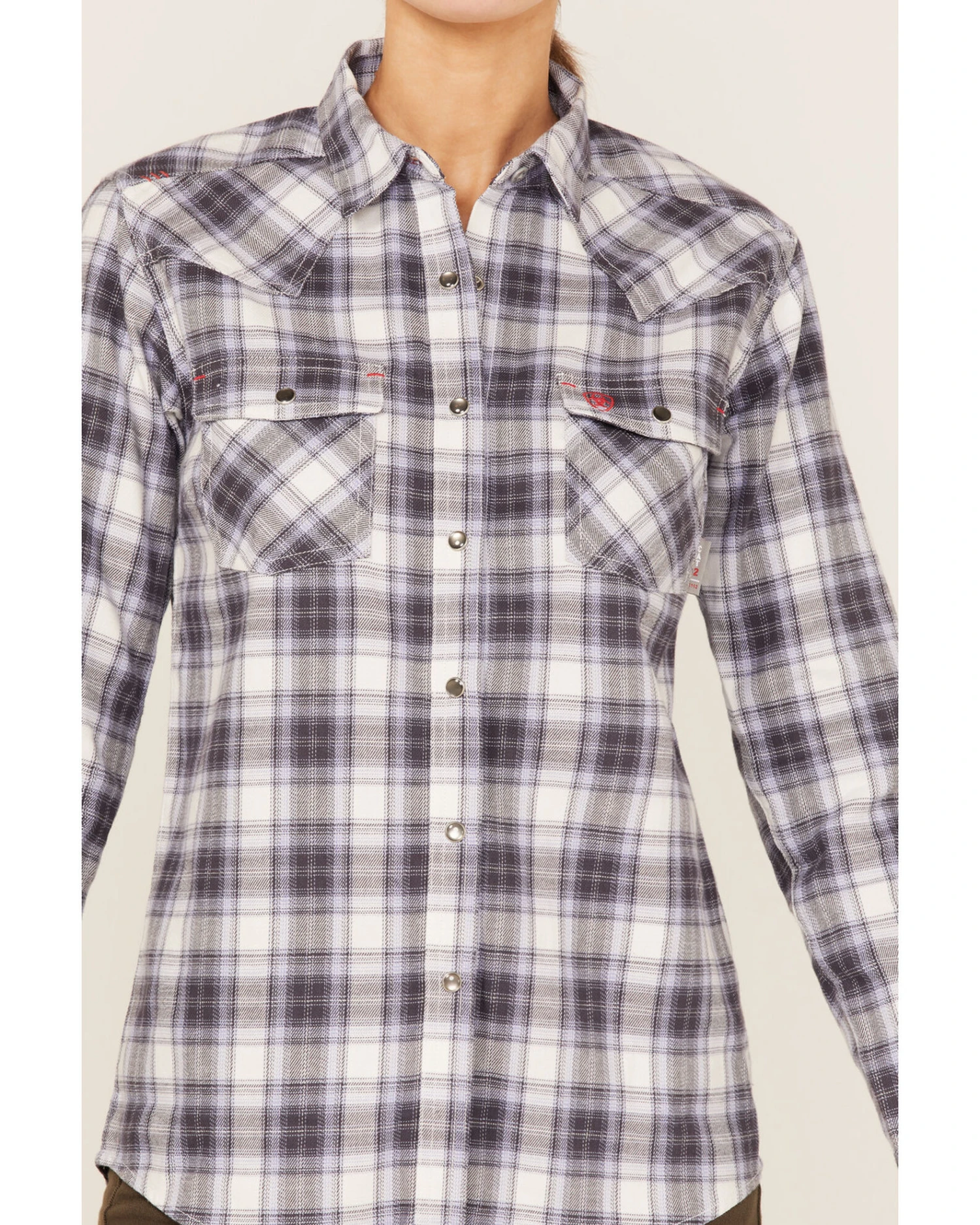 Ariat Women's FR Whitney Plaid Print Long Sleeve Snap Work Shirt 3 Ariat Women's FR Whitney Plaid Print Long Sleeve Snap Work Shirt - Image 3