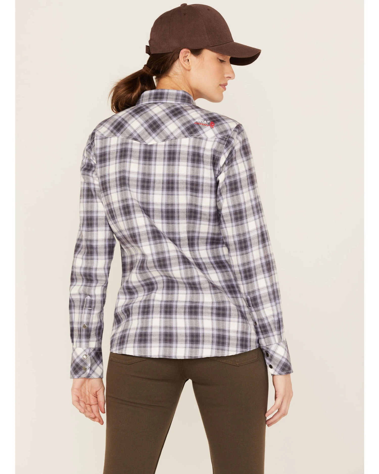 Ariat Women's FR Whitney Plaid Print Long Sleeve Snap Work Shirt 4 Ariat Women's FR Whitney Plaid Print Long Sleeve Snap Work Shirt - Image 4
