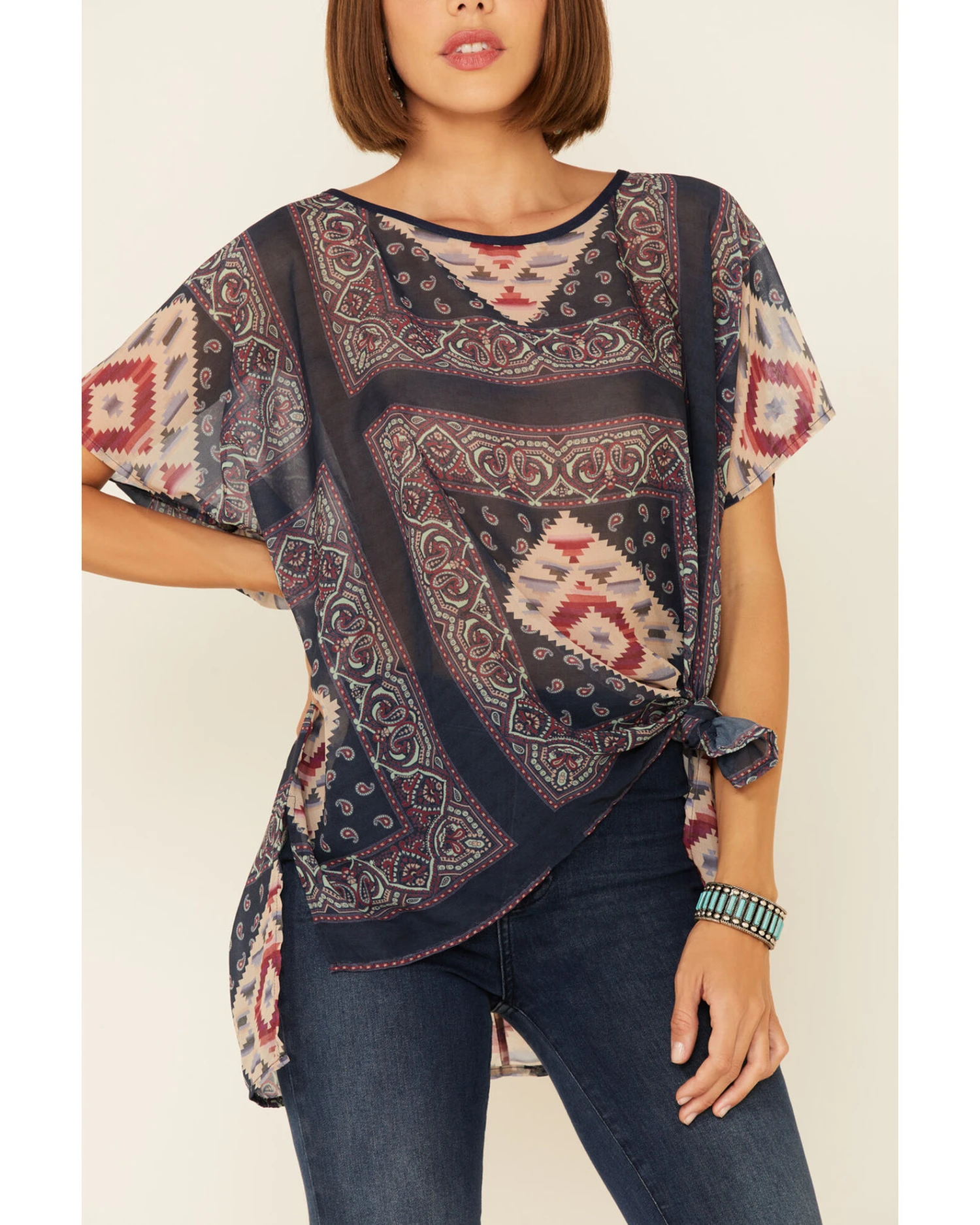 Tasha Polizzi Women's Sahara Tile Print Poncho Top 2 Tasha Polizzi Women's Sahara Tile Print Poncho Top - Image 2