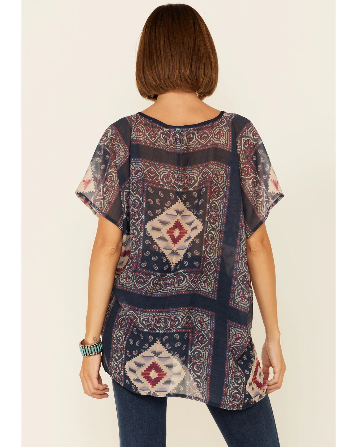 Tasha Polizzi Women's Sahara Tile Print Poncho Top 3 Tasha Polizzi Women's Sahara Tile Print Poncho Top - Image 3