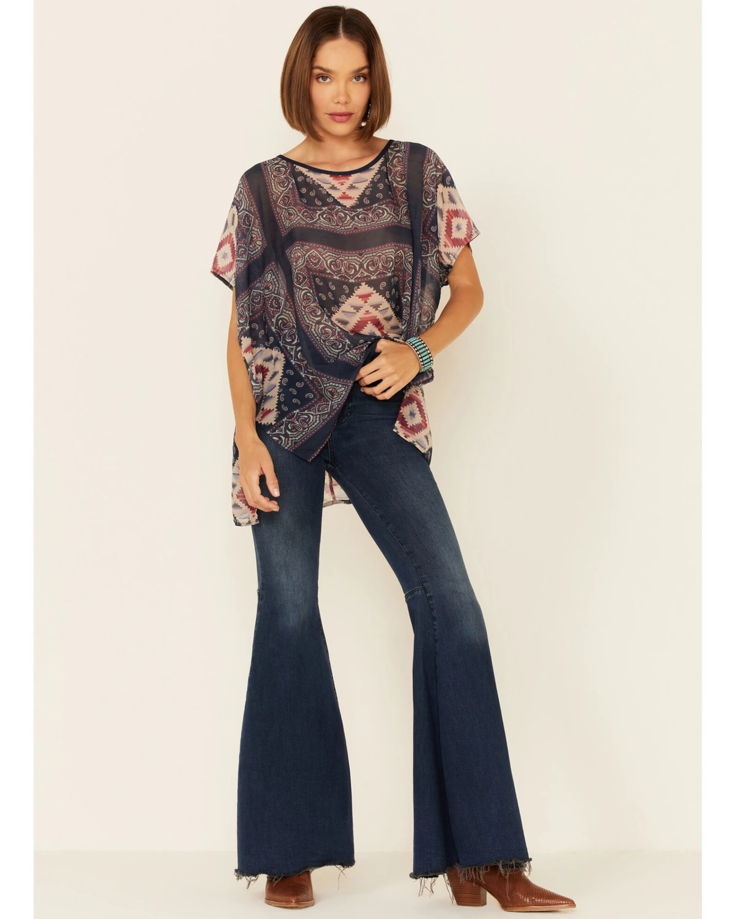 Tasha Polizzi Women's Sahara Tile Print Poncho Top 4 Tasha Polizzi Women's Sahara Tile Print Poncho Top - Image 4