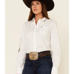 Ariat Women's Team Kirby Leopard Logo Long Sleeve Button Down Stretch Shirt