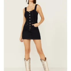 Shyanne Women's Dark Wash Denim Button Mini Dress
