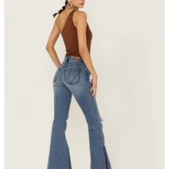 Shyanne Women's Mid Release Hem Side Slit Flare Jeans -Default Template 4 2000358727 415 P3