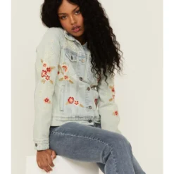 Stetson Women's Embroidered Floral Denim Jacket 