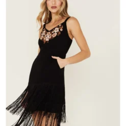 Idyllwind Women's Strawberry Hill Embroidered Floral Fringe Dress