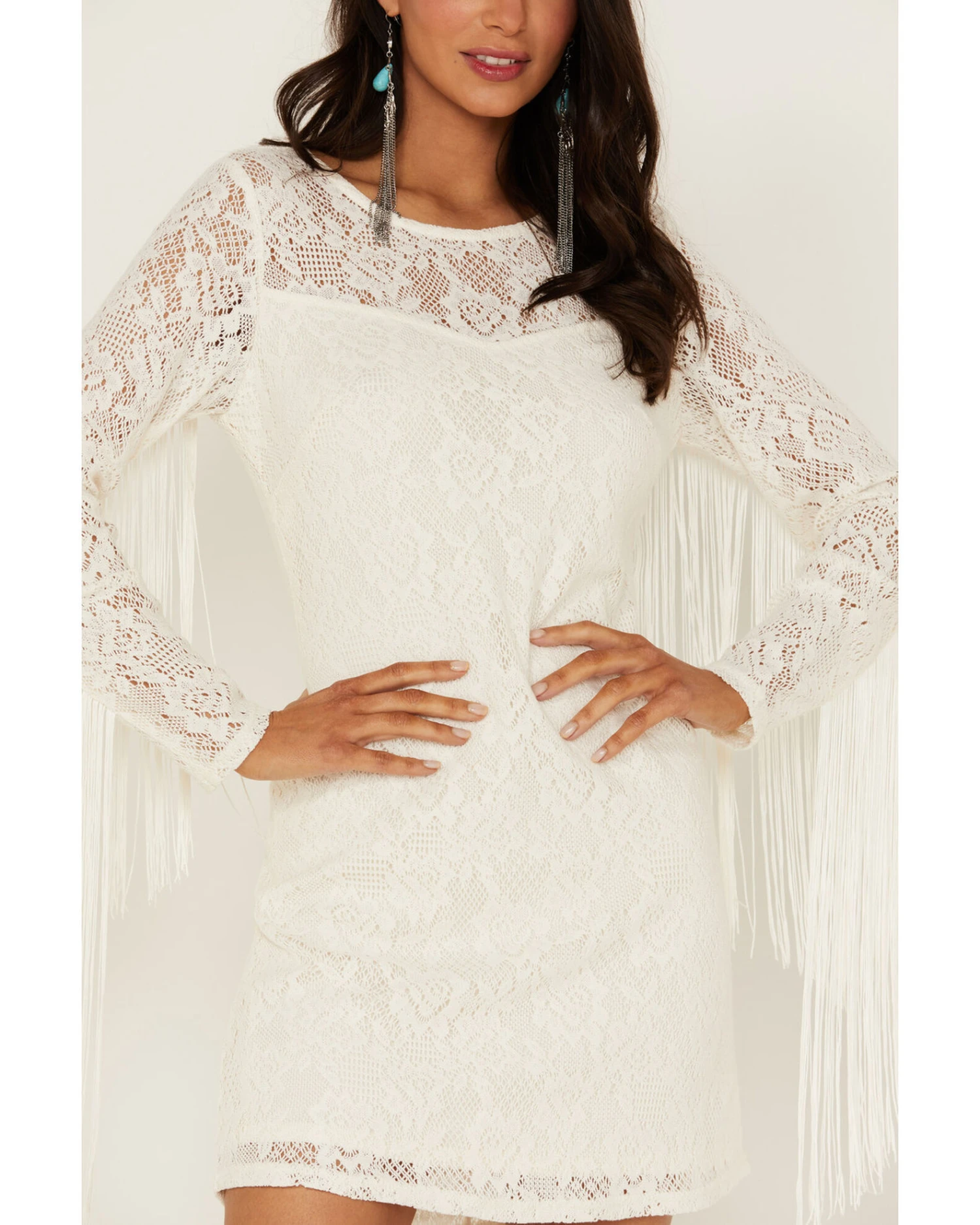 Idyllwind Women's Fairlane Crochet Fringe Ivory Dress 2 Idyllwind Women's Fairlane Crochet Fringe Ivory Dress - Image 2