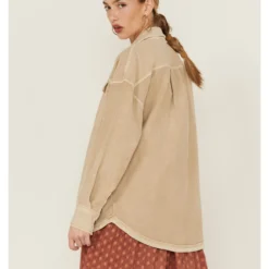 Cleo + Wolf Women's Sand Oversized French Terry Shacket -Default Template 4 2000359345 295 P4