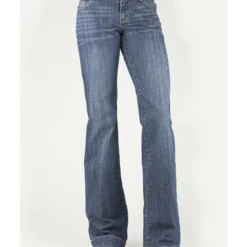 Stetson Women's 214 Medium Wash Pieced Pocket Trouser Leg Jean 