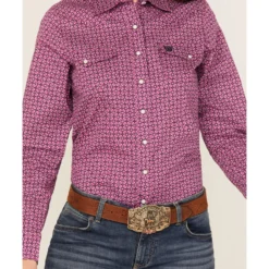 Cinch Women's Geo Print Long Sleeve Snap Western Shirt -Default Template 4 2000362795 650 P3