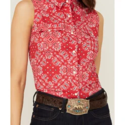 Wrangler Women's Americana Paisley Print Sleeveless Snap Western Shirt -Default Template 4 2000363844 942 P3