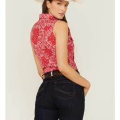 Wrangler Women's Americana Paisley Print Sleeveless Snap Western Shirt -Default Template 4 2000363844 942 P4