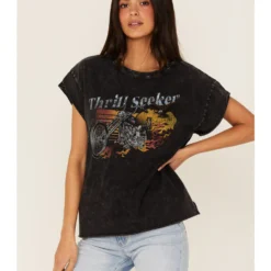 Cleo + Wolf Women's Thrill Seeker Moto Graphic Relaxed Tee