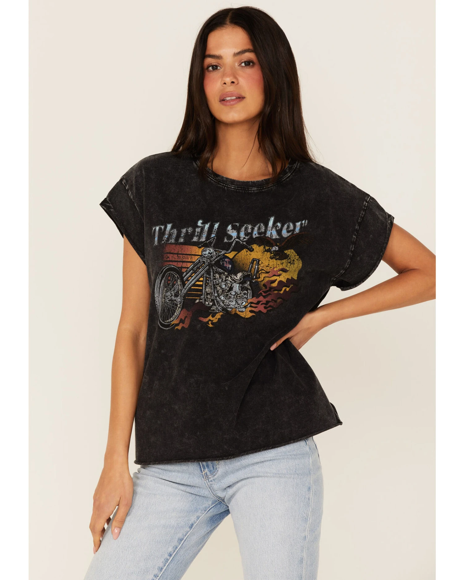 Cleo + Wolf Women's Thrill Seeker Moto Graphic Relaxed Tee 1 Cleo + Wolf Women's Thrill Seeker Moto Graphic Relaxed Tee