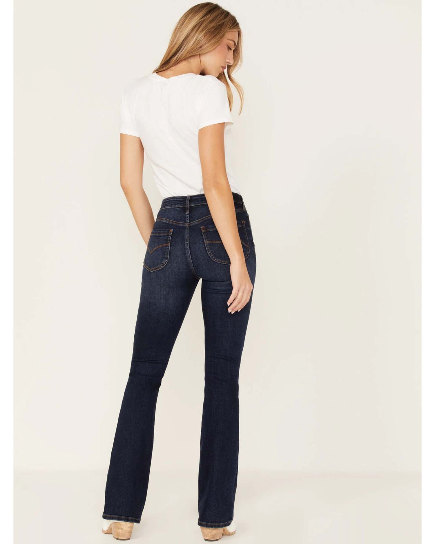 Cleo + Wolf Women's Dark Wash Stretch High Rise Modern Bootcut Jeans 3 Cleo + Wolf Women's Dark Wash Stretch High Rise Modern Bootcut Jeans - Image 3