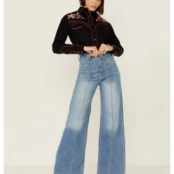 Rockmount Ranchwear Women's Vintage Rose Bouquet Embroidered Pearl Snap Western Shirt -Default Template 4 2000365333 001 P4