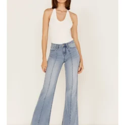 Shyanne Women's Light Wash High Rise Seamed Flare Jeans