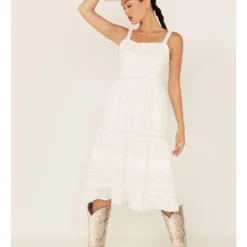 Skies Are Blue Women's Crochet Sleeveless Midi Dress