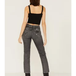 Wrangler Women's Dark Wash High Rise Distressed Wild West Straight Jeans -Default Template 4 2000371282 001 P3