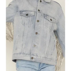 The Dylan Jacket By DanielXDiamond: Women's Blue Denim Jacket With Silver Fringe  -Default Template 4 2000371347 400 P3