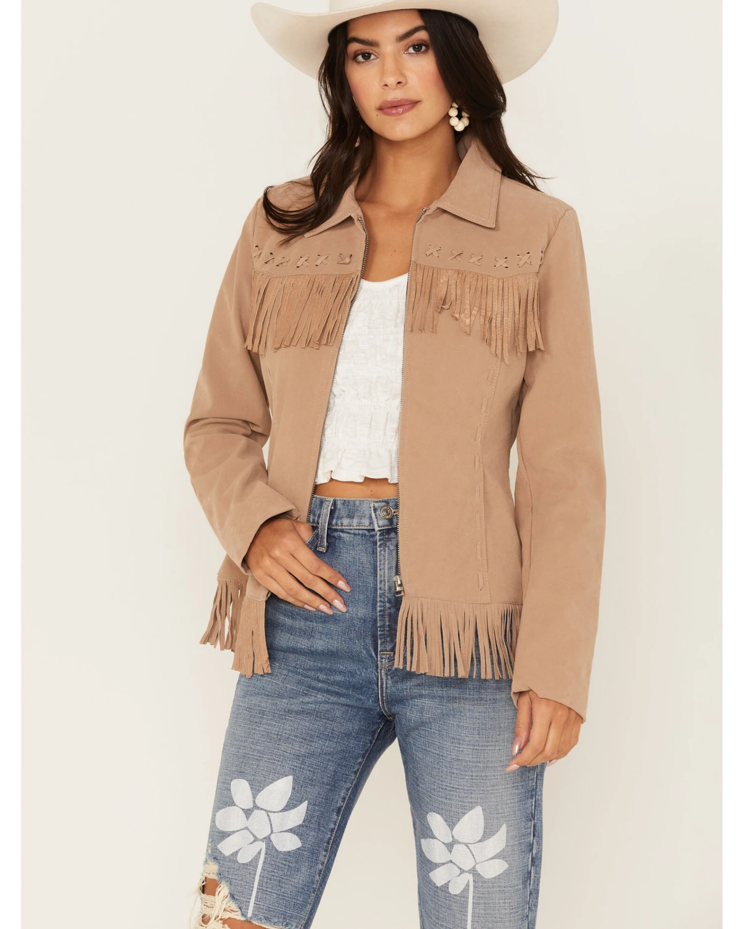 Fornia Women's Fringe Faux Leather Fringe Zip Jacket 1 Fornia Women's Fringe Faux Leather Fringe Zip Jacket