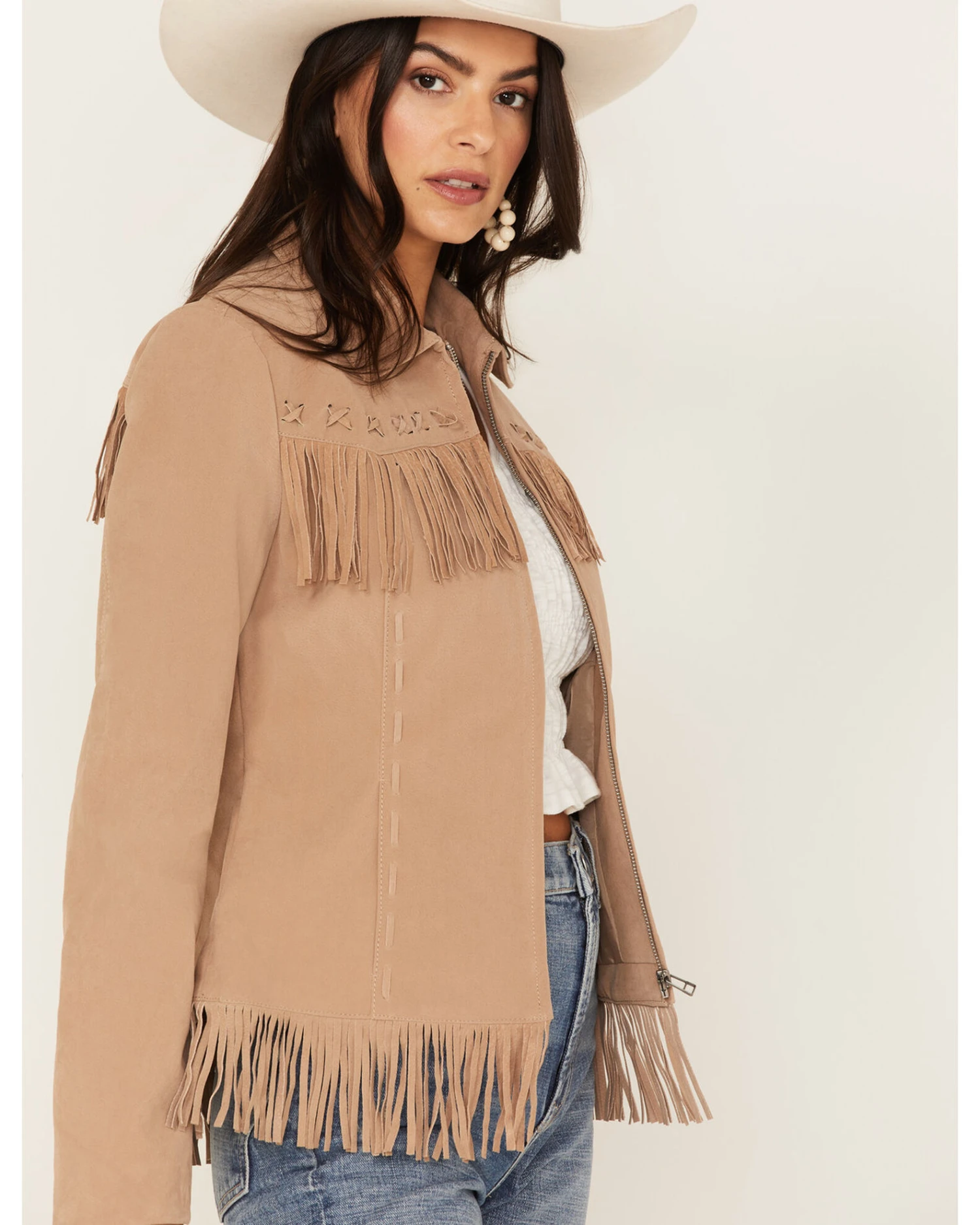 Fornia Women's Fringe Faux Leather Fringe Zip Jacket 2 Fornia Women's Fringe Faux Leather Fringe Zip Jacket - Image 2