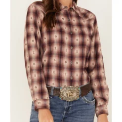 Ariat Women's R.E.A.L. Billie Jean Rose Dobby Plaid Long Sleeve Button Shirt -Default Template 4 2000371917 662 P3