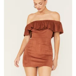 Shyanne Women's Off Shoulder Faux Suede Dress