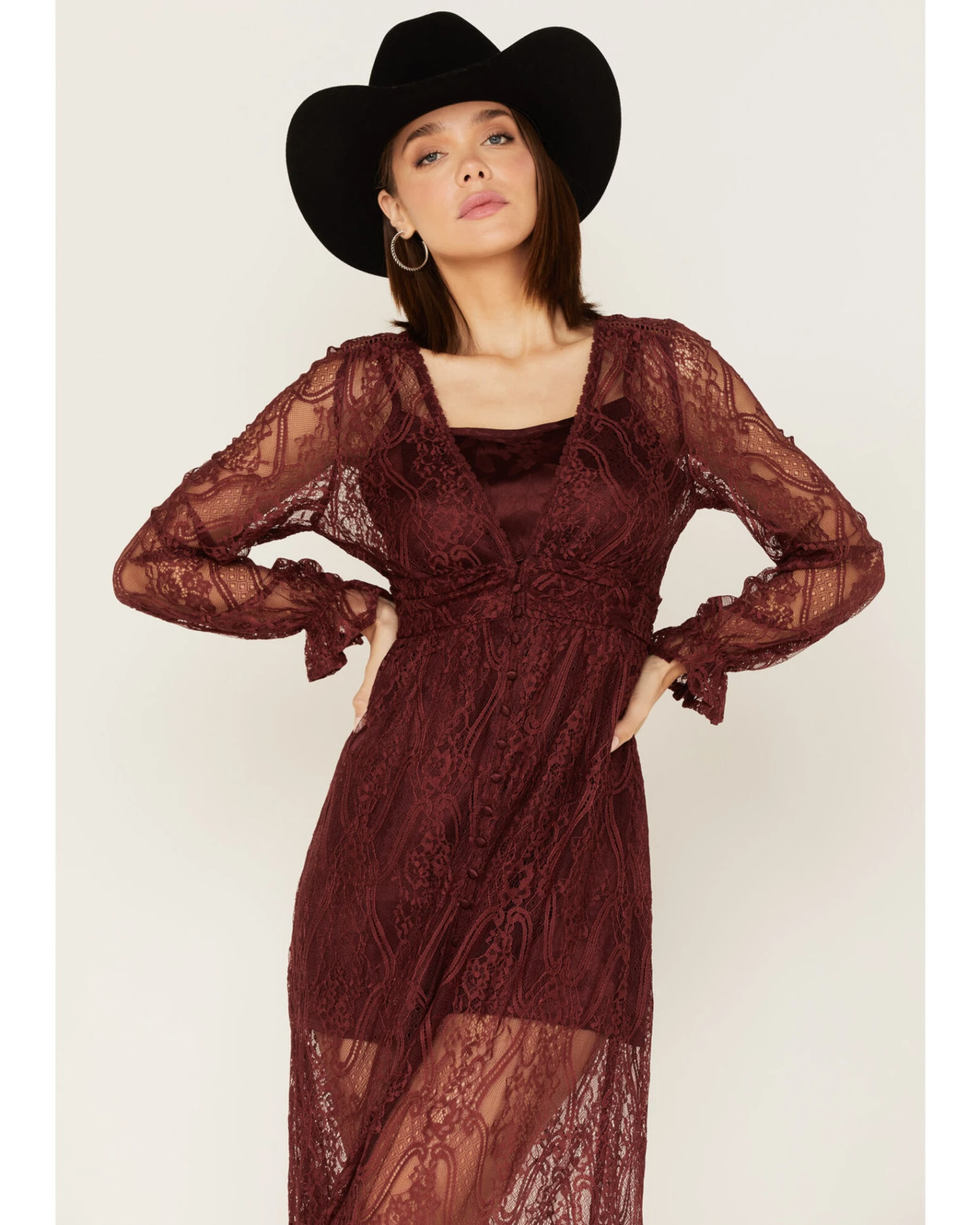 Shyanne Women's Floral Lace Duster Dress 2 Shyanne Women's Floral Lace Duster Dress - Image 2