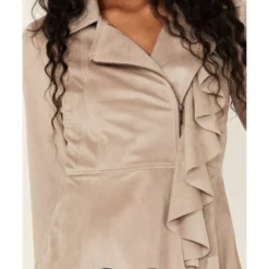 Shyanne Women's Ruffle Faux Suede Moto Jacket 6 Shyanne Women's Ruffle Faux Suede Moto Jacket -Default Template 4 2000373361 251 P3