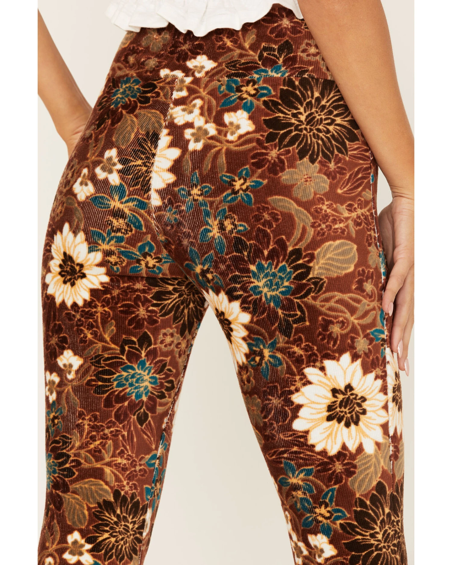 Shyanne Women's Floral Print Corduroy Pants 4 Shyanne Women's Floral Print Corduroy Pants - Image 4