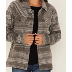 Cruel Girl Women's Striped Geo Print Fleece Trucker Shacket -Default Template 4 2000373573 001 P3