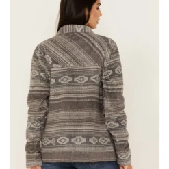 Cruel Girl Women's Striped Geo Print Fleece Trucker Shacket -Default Template 4 2000373573 001 P4