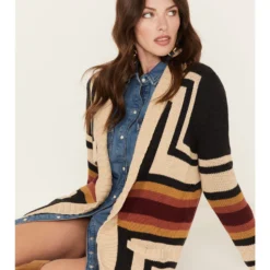 Pendleton Women's Harding Striped Vibrant Pattern Knit Cardigan Sweater