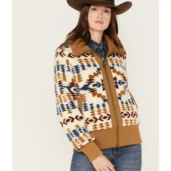 Pendleton Women's Foxglove Berber Mixed Print Fleece Bomber JacketÂ
