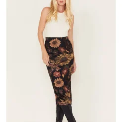 Cleo + Wolf Women's Floral Print Sheer Midi Skirt